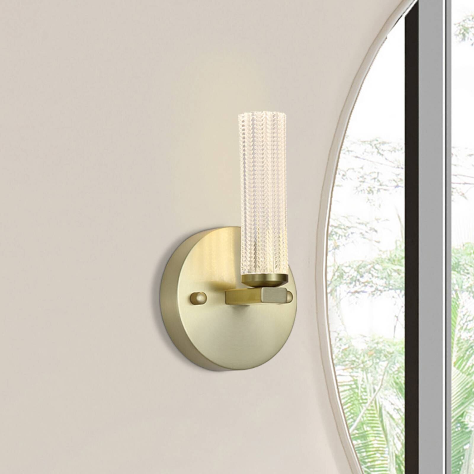 LED nástenné svetlo do kúpeľne Aberdeen, výška 24 cm, mosadzno-farbený kov