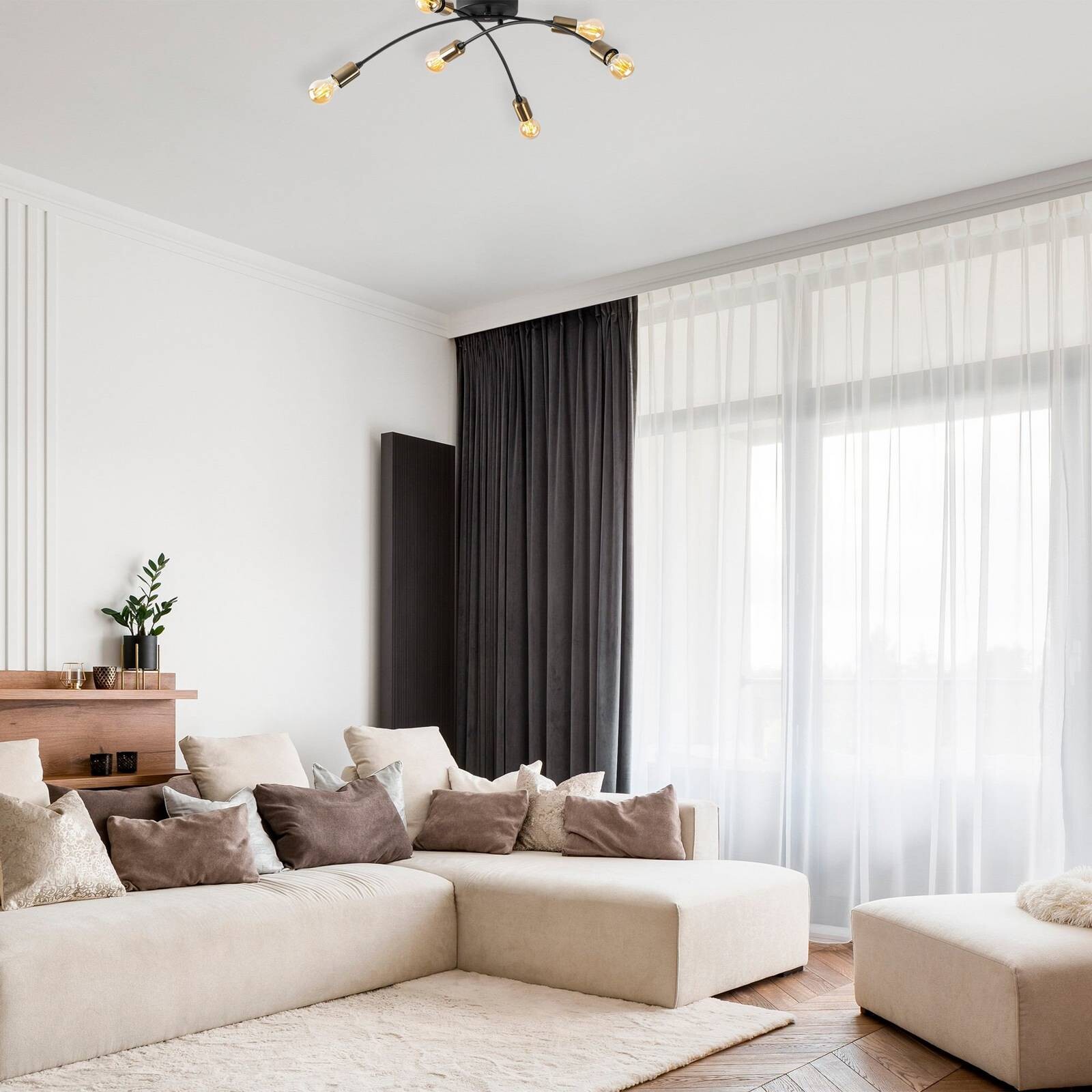 Stropné svietidlo Banana, čierne, kov, 67 cm, 6-pl