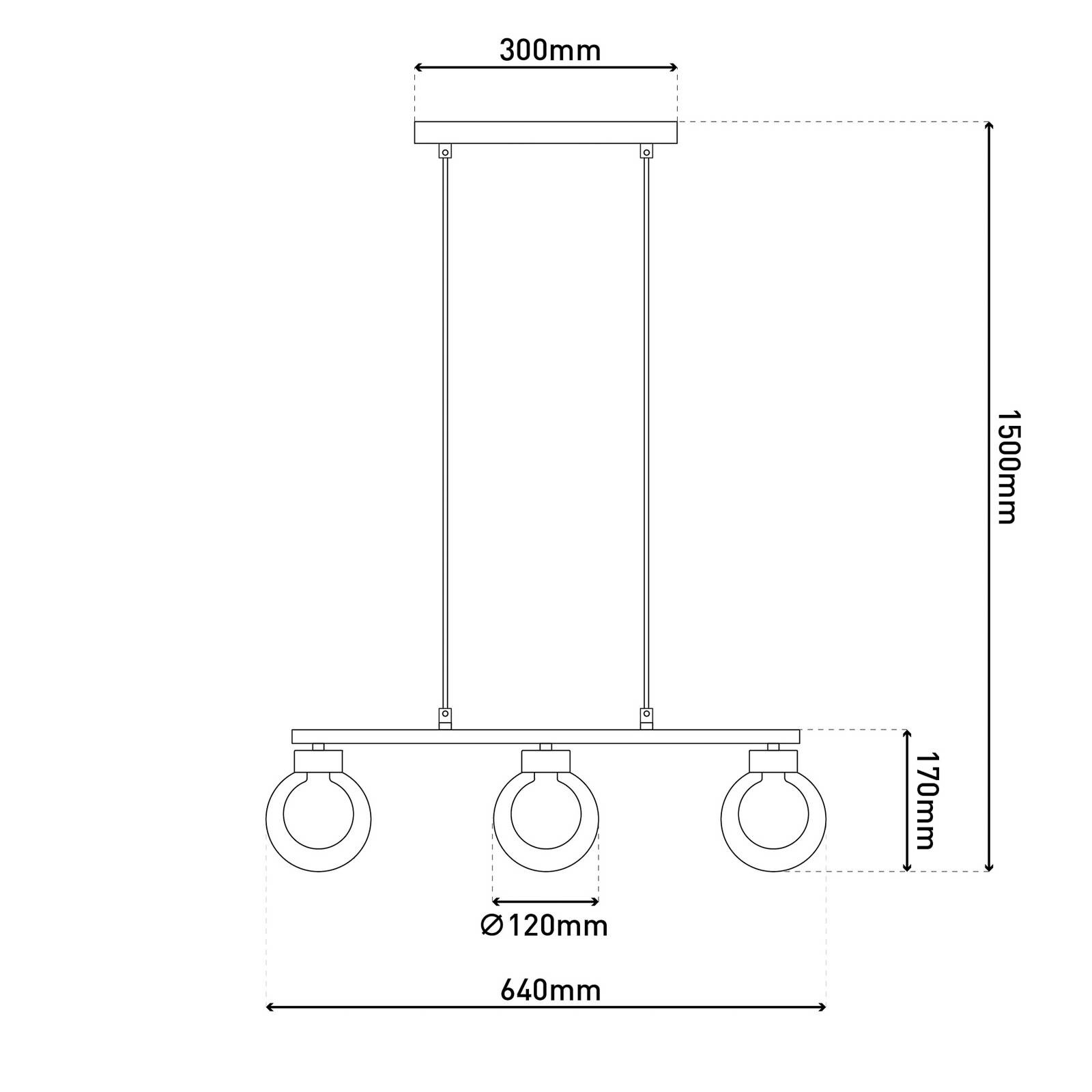 Závesné svietidlo Donika, 3-pl., sklo, hnedé, jantárové, G9