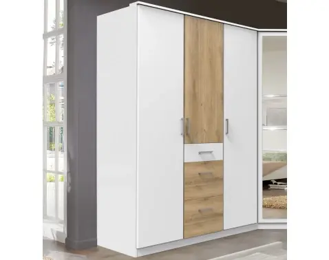 Šatníková skriňa bez zrkadla Click, 135 cm, biela/doskový dub%