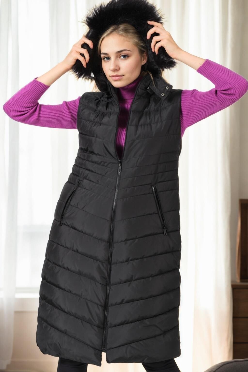 Z9752 DEWBERRY WOMEN'S VEST-BLACK