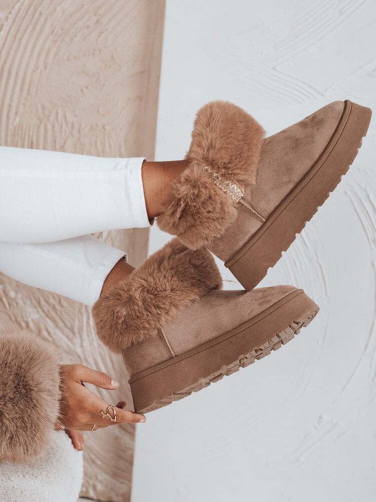 Dámske snehule s kožušinou béžové