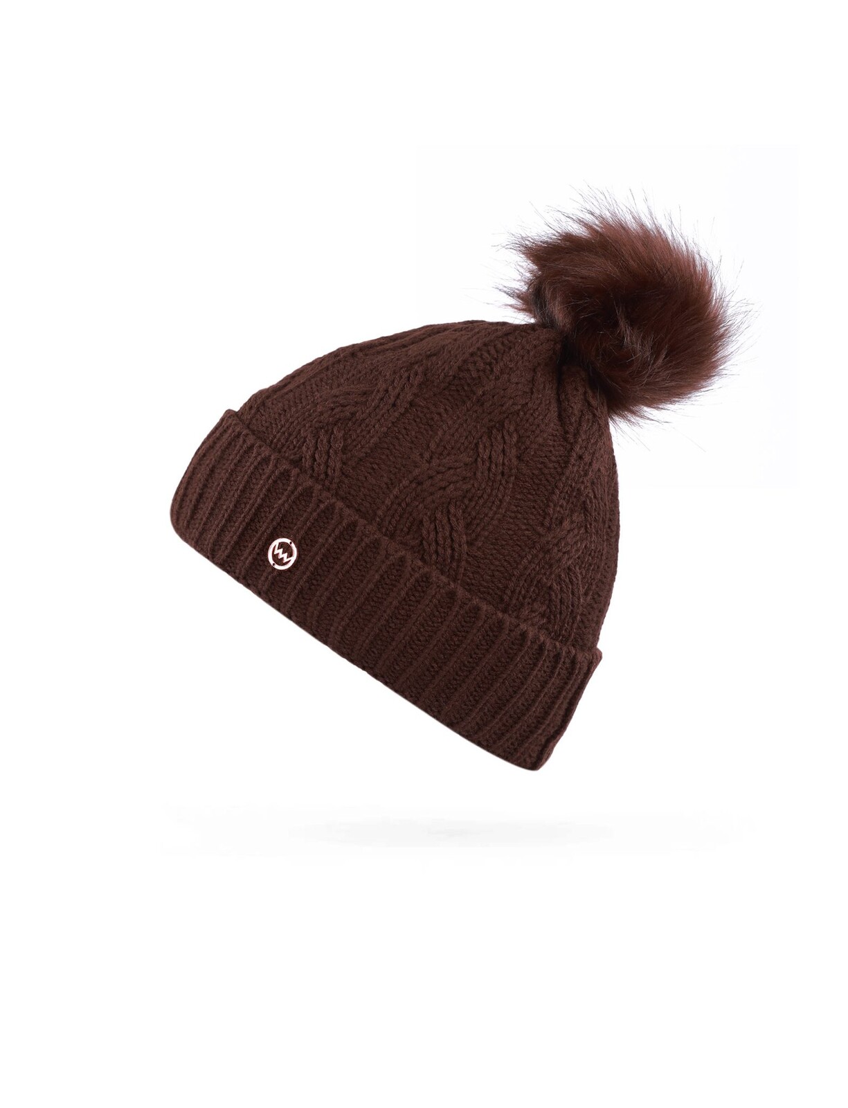 Hnedá pletená čiapka Sheron s brmbolcom