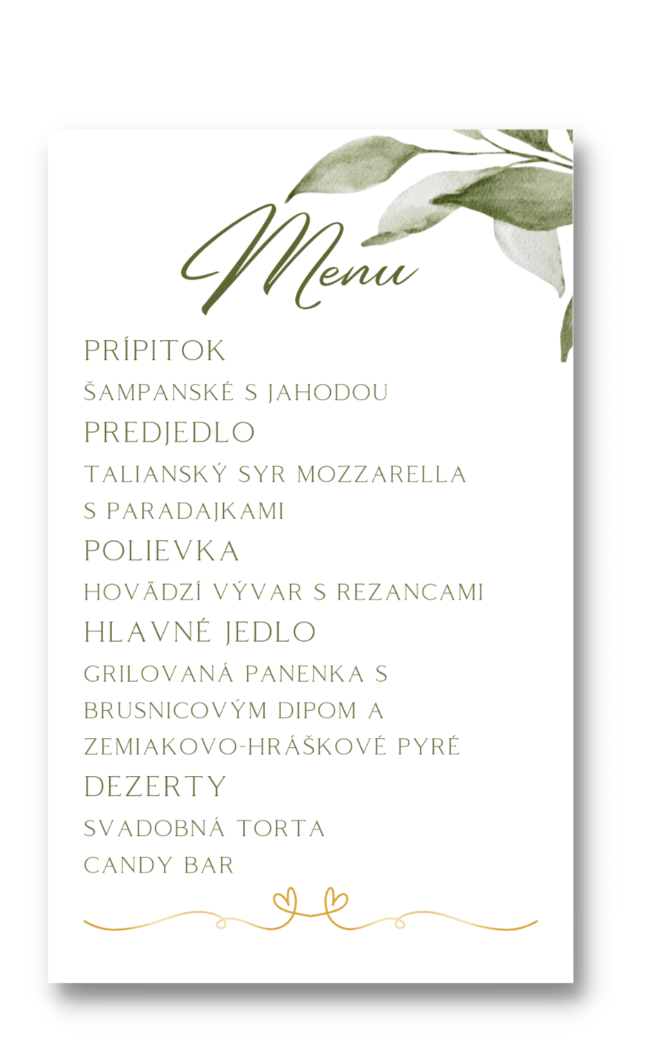 Personal Menu - Green & Gold Zvoľte množstvo: od 1 ks do 10 ks