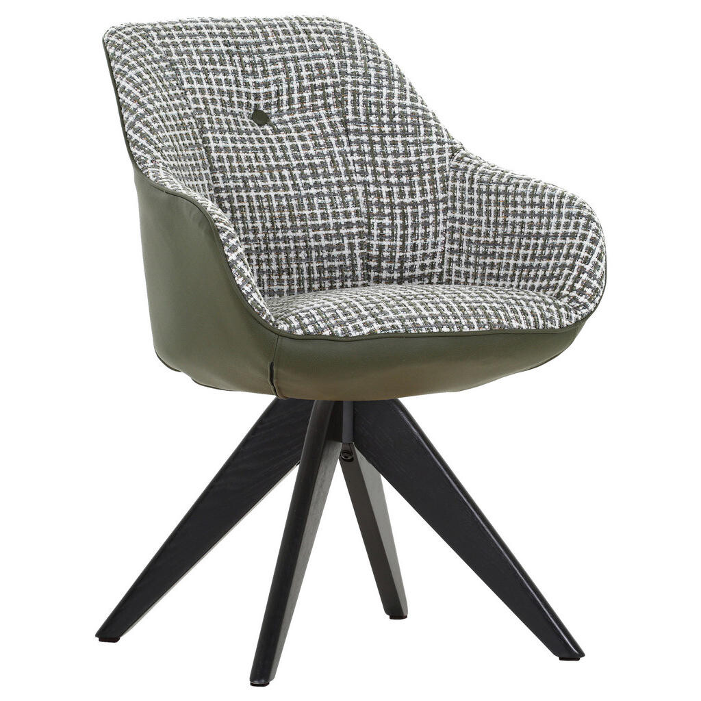 Novel STOLIČKA S PODRÚČKAMI, ženilka, vzhľad kože, čierna, olivovozelená