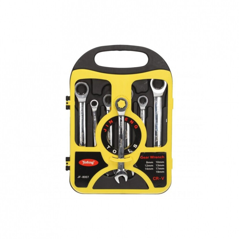 Súprava 7 očkoplochých račňových kľúčov - strieborná-čierna