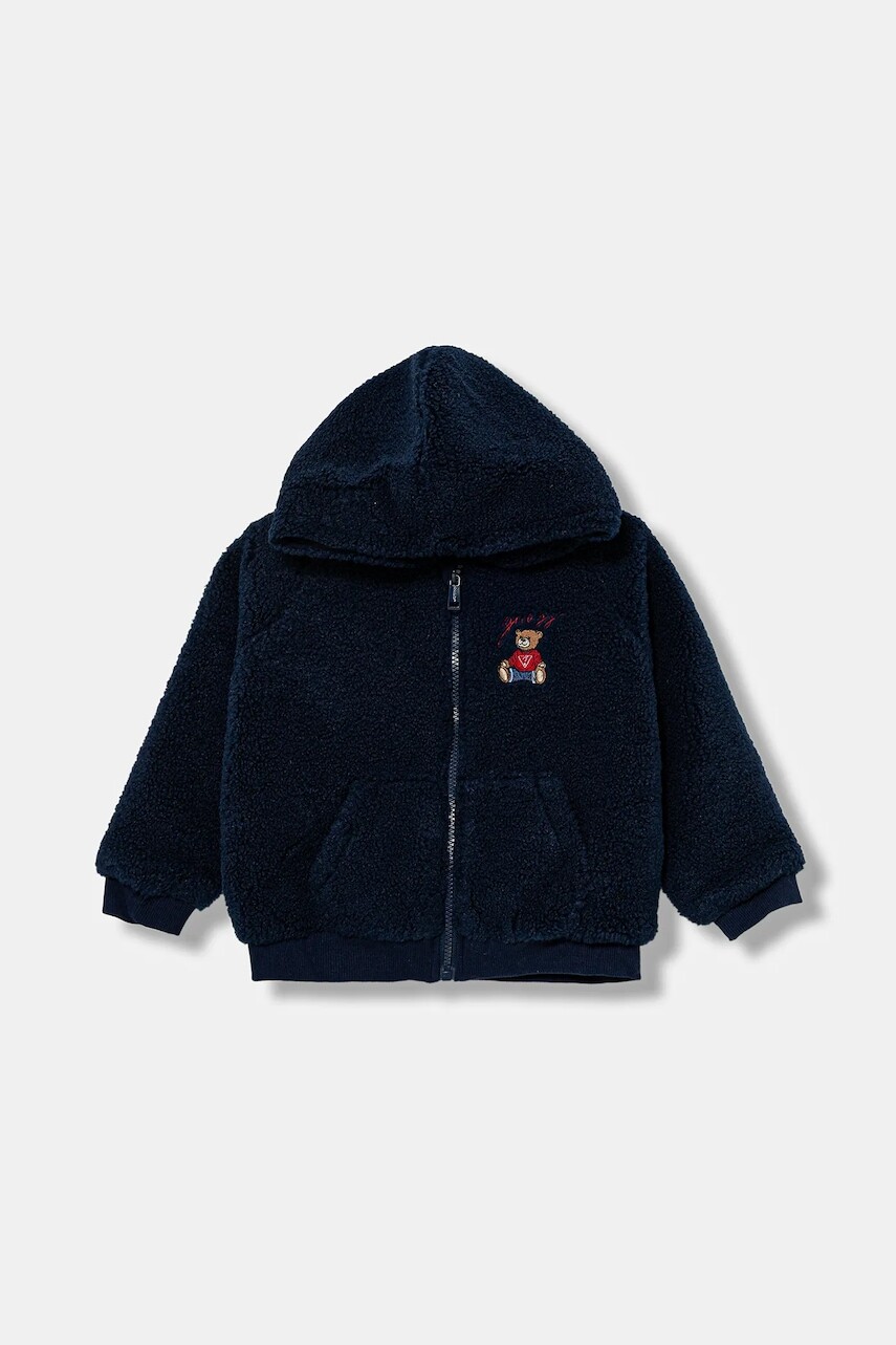 Detská mikina Guess tmavomodrá farba, s kapucňou, jednofarebná, H5BT01 WGSO0