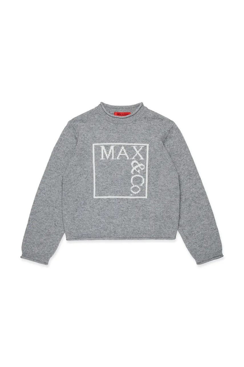 Detský sveter s prímesou vlny MAX&Co. MAXK21F KNITWEAR šedá farba, MX0233