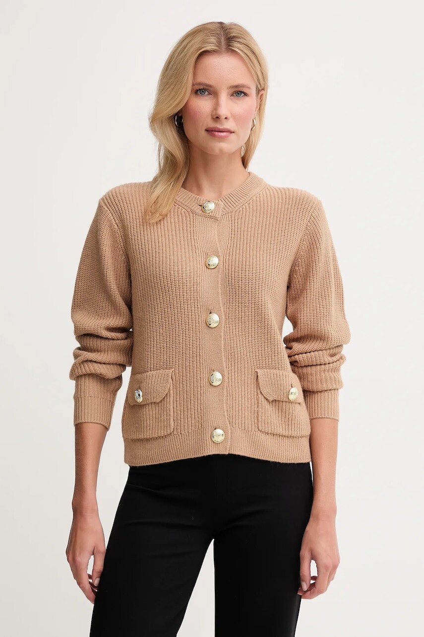 Kardigan s prímesou vlny Joop! béžová farba, 30049419