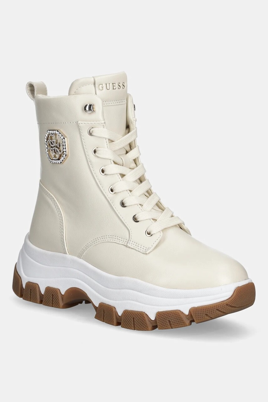 Členkové topánky Guess BENZON béžová farba, na platforme, FLFBNZ ELE12