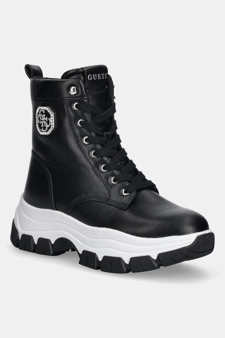 Členkové topánky Guess BENZON čierna farba, na platforme, FLFBNZ ELE12