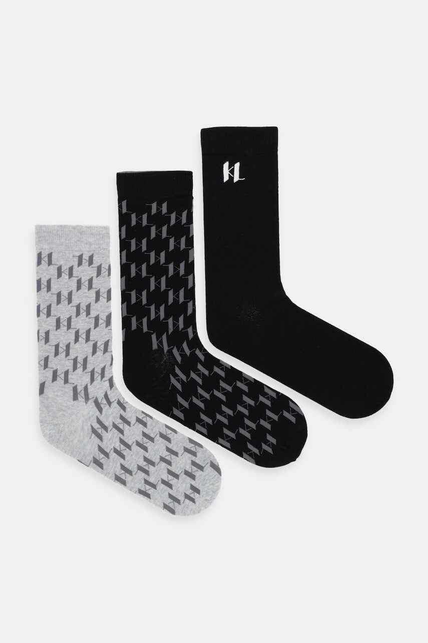 Ponožky Karl Lagerfeld 3-pak šedá farba, A4M47040