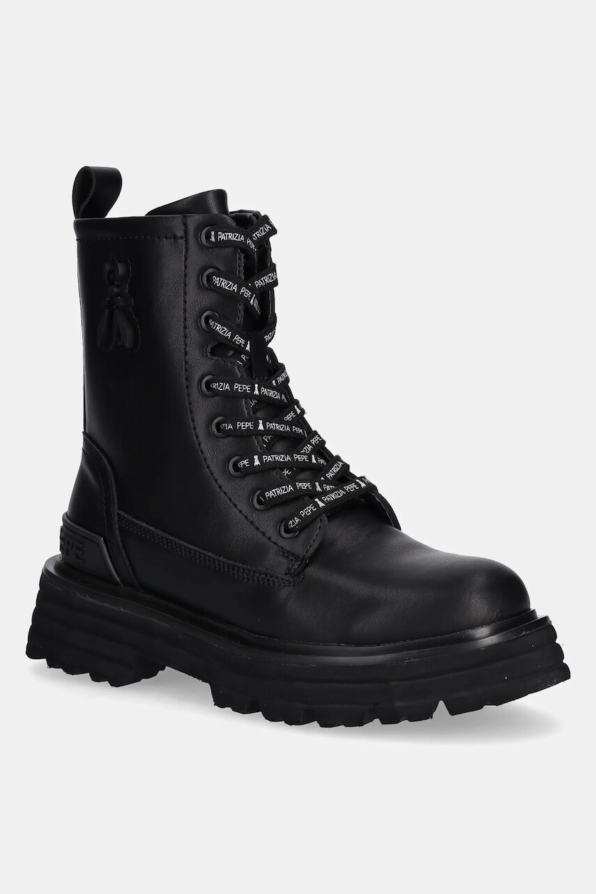 Detské kožené workery Patrizia Pepe čierna farba, PPJ978