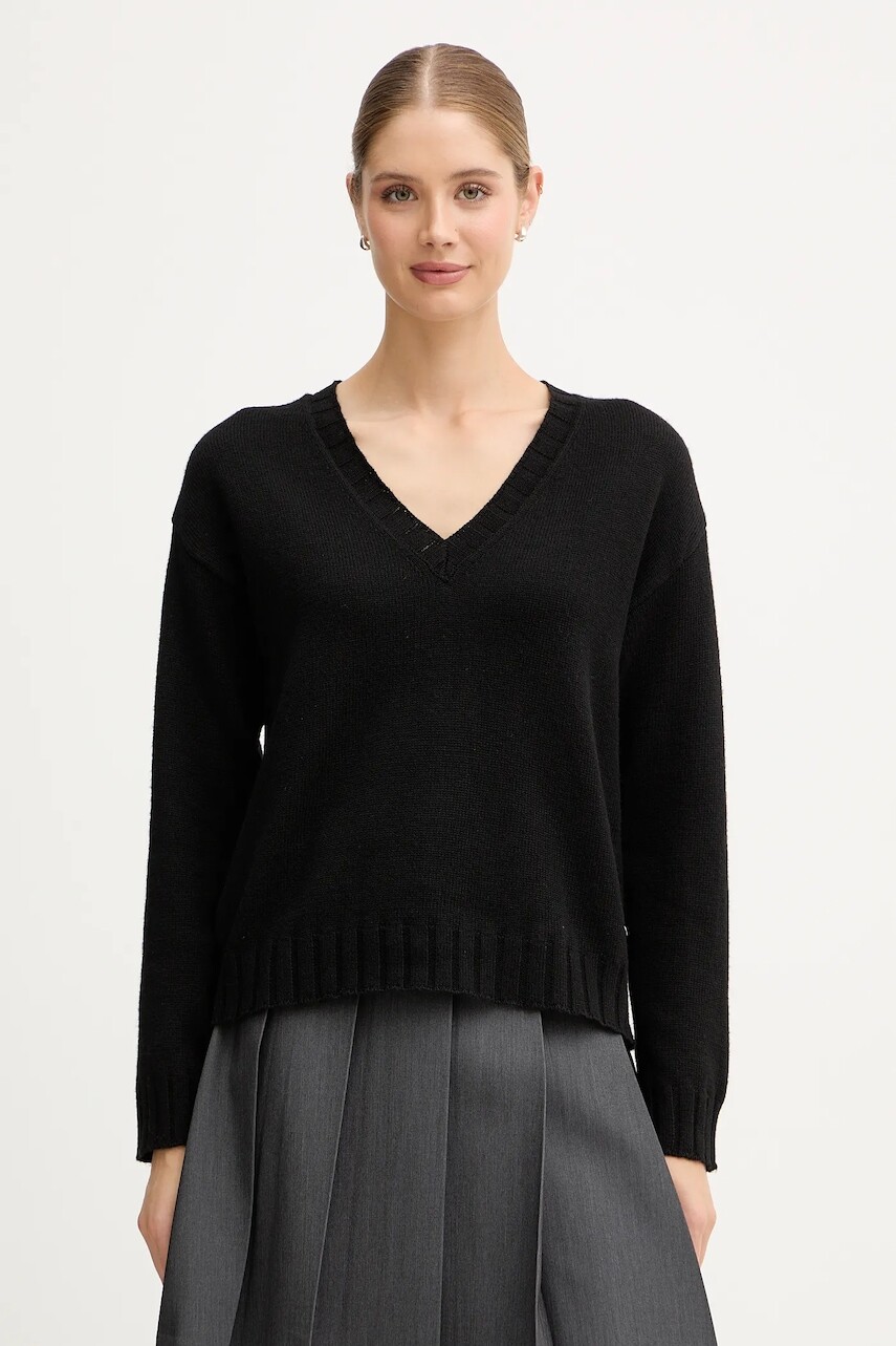 Sveter s prímesou vlny Pepe Jeans čierna farba, ľahké, PL7000001