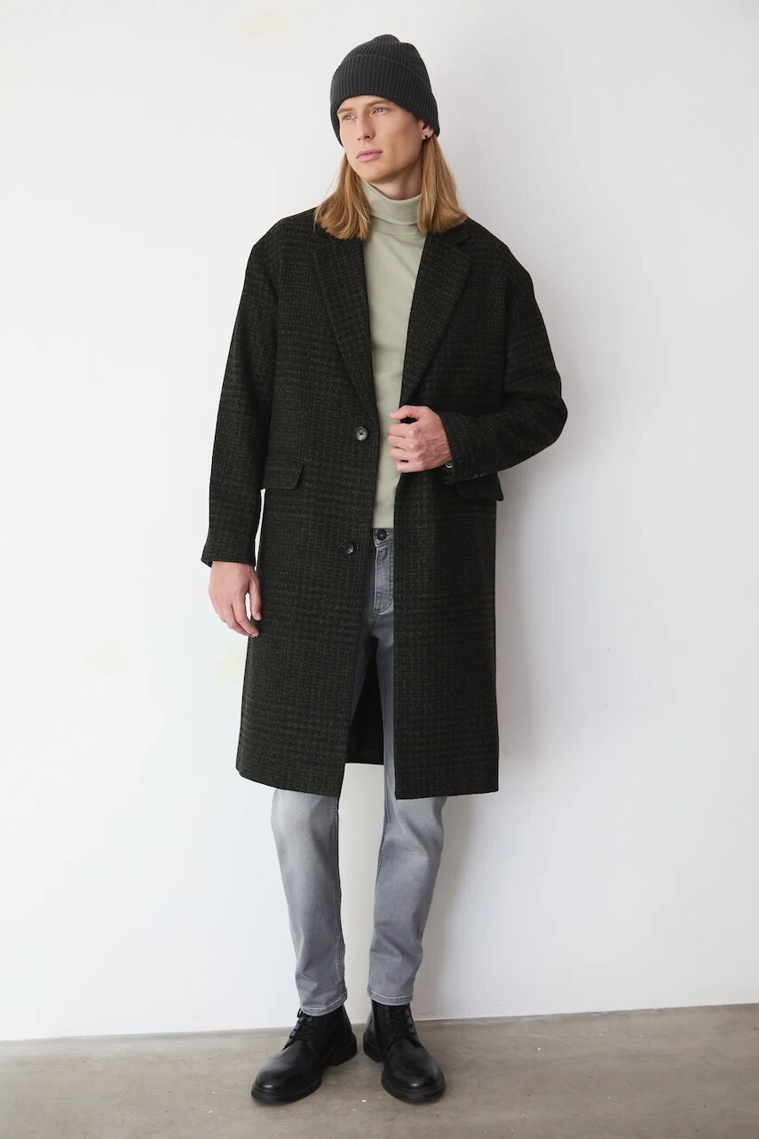 Kabát s prímesou vlny Medicine zelená farba