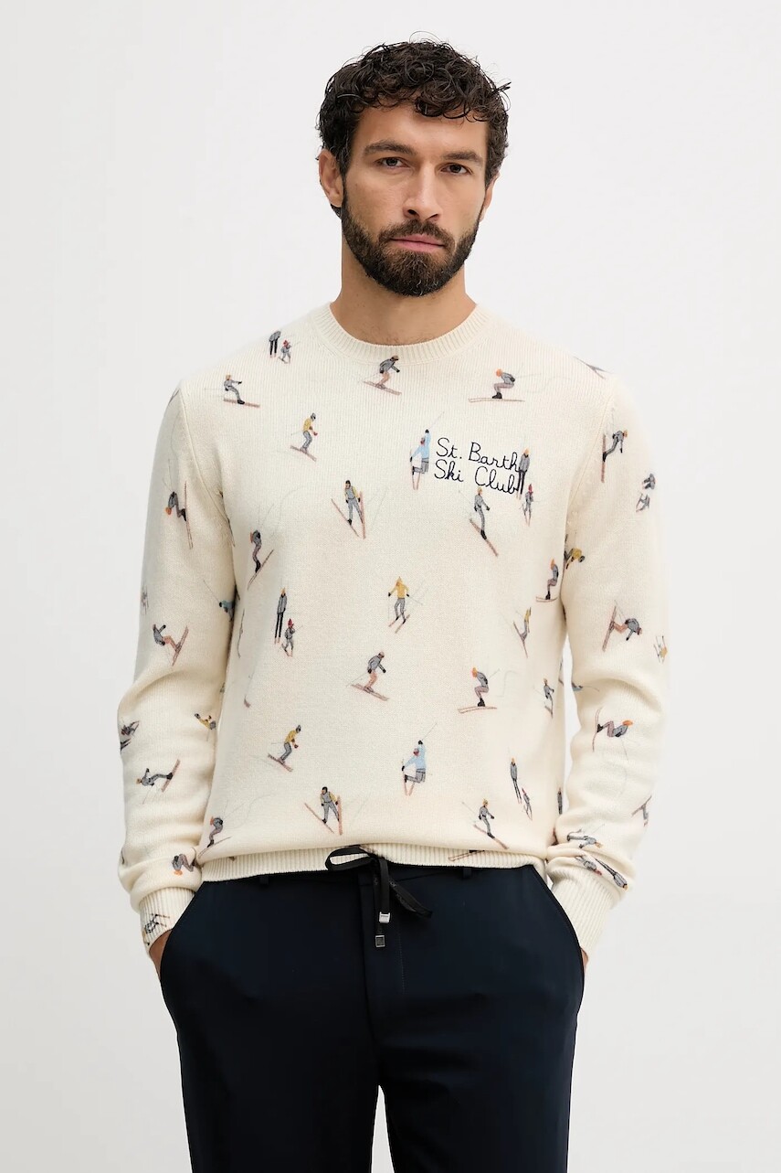 Sveter s prímesou vlny MC2 Saint Barth béžová farba, ľahké, HER0022