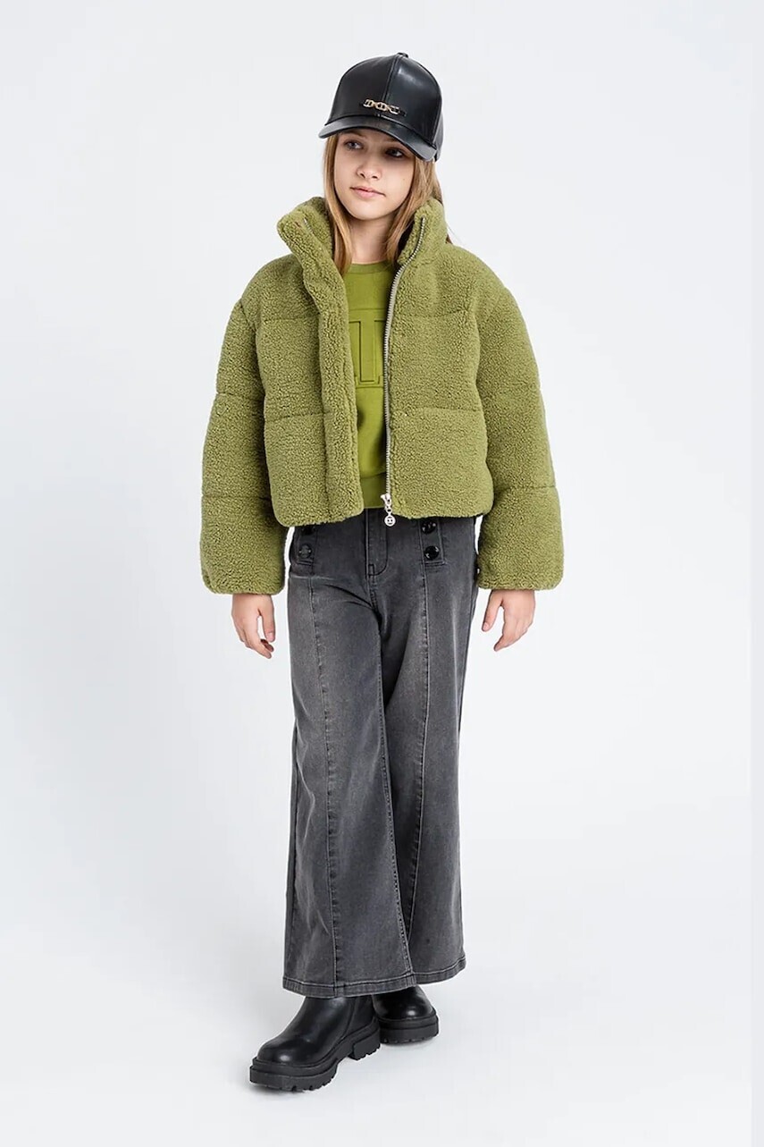 Detská bunda Twinset zelená farba, 252GJ2181