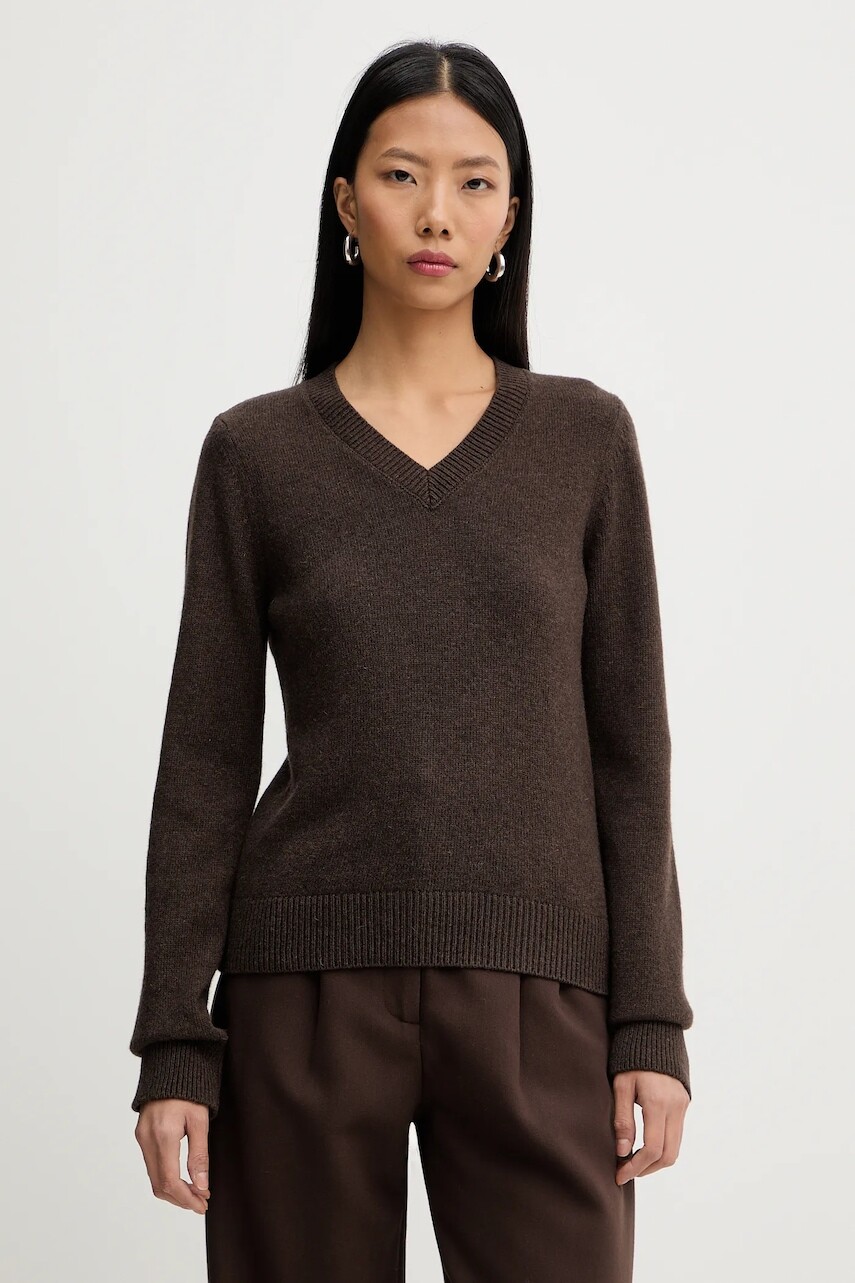 Sveter s prímesou vlny MM6 Maison Margiela hnedá farba, S62HN0007.M13187.144