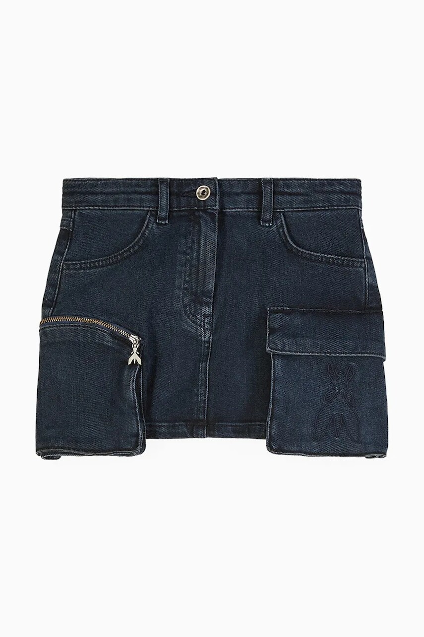 Dievčenská sukňa Patrizia Pepe D118 tmavomodrá farba, mini, rovný strih, 7G0147
