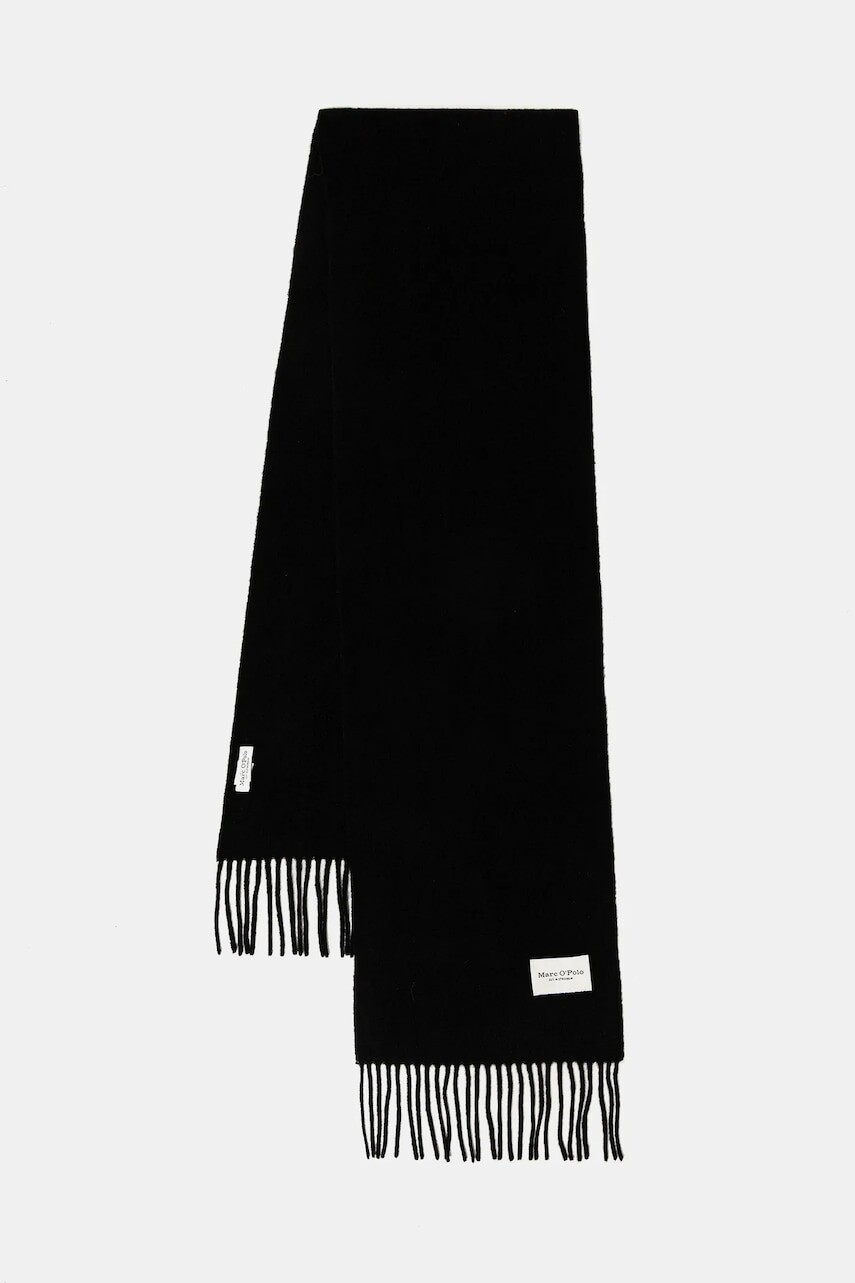Vlnený šál Marc O'Polo čierna farba, jednofarebný, 509805102065