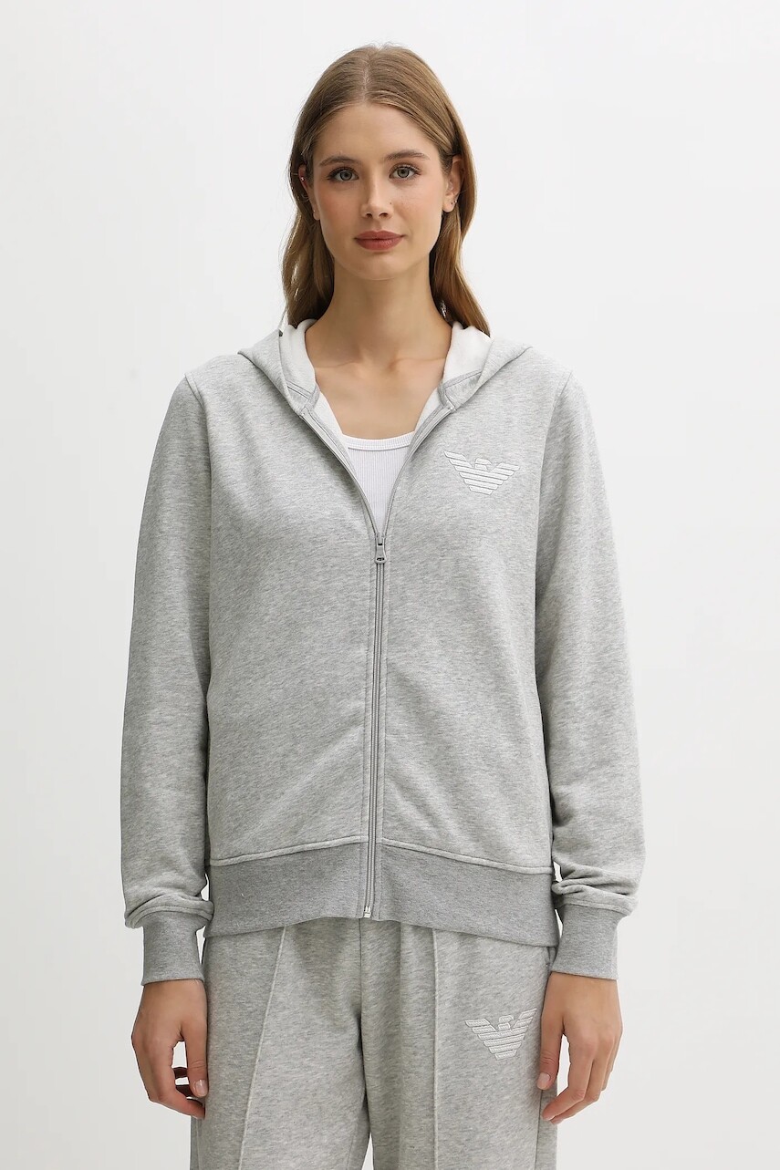 Mikina Emporio Armani Underwear šedá farba, s kapucňou, melanžová, EW000392 AF15356