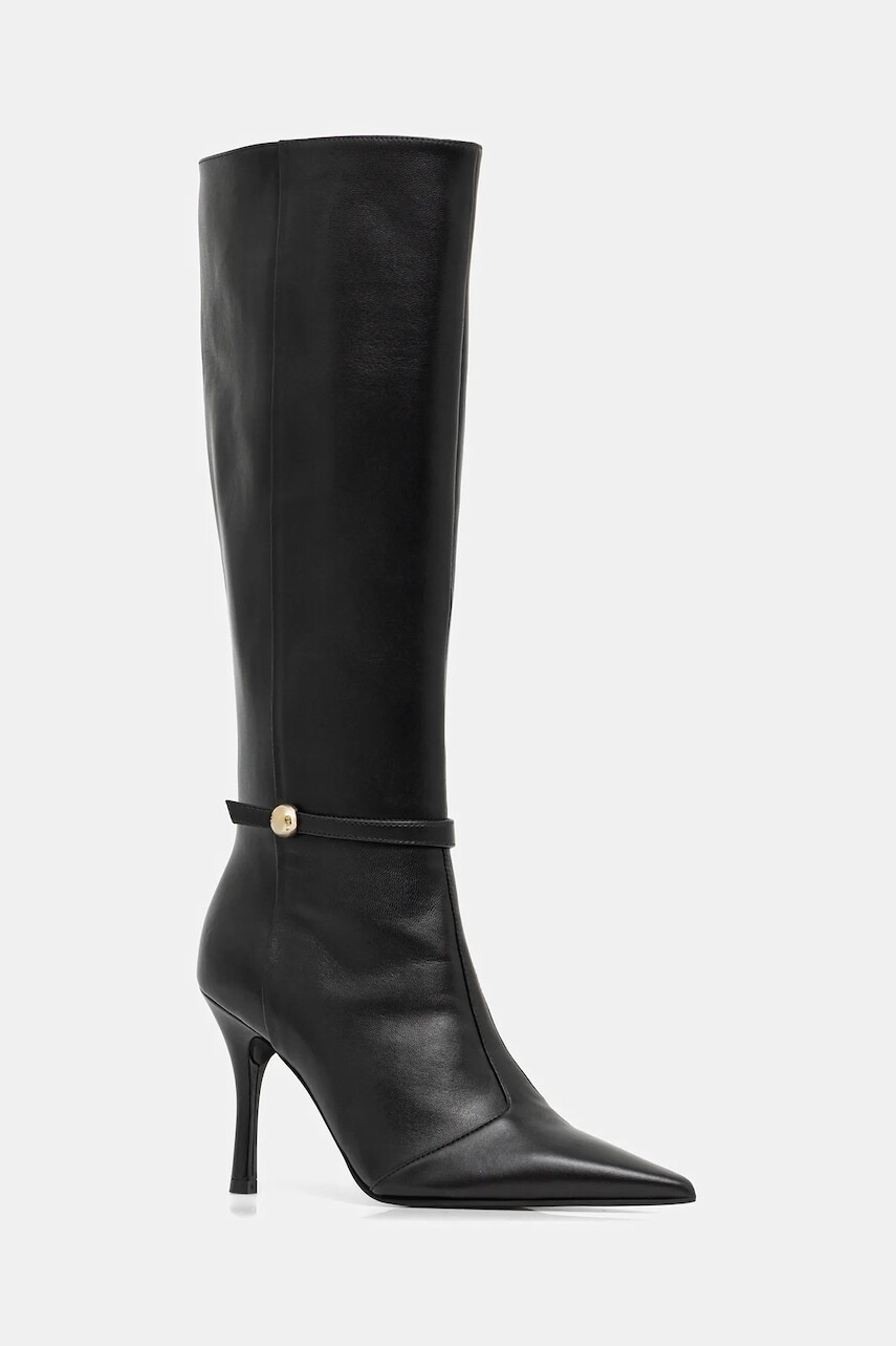 Kožené čižmy Furla Sfera čierna farba, na vysokom podpätku, YK03SFE X30000 O6000