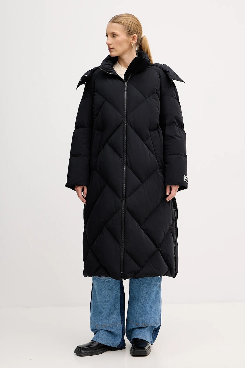 Páperová bunda Kenzo Long Down Jacket dámska, čierna farba, zimná, FE62OU1229NH.99