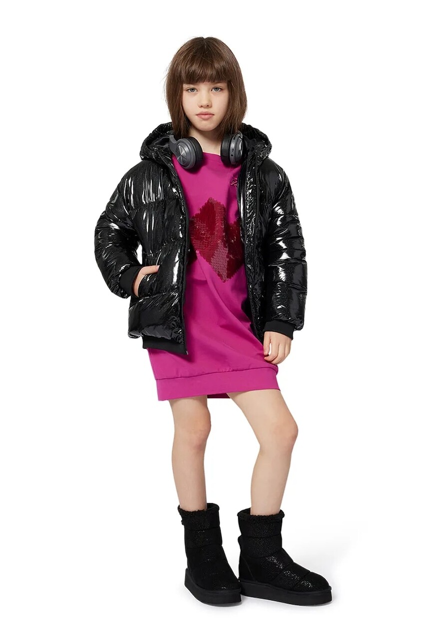 Detská bunda Karl Lagerfeld čierna farba, Z30599