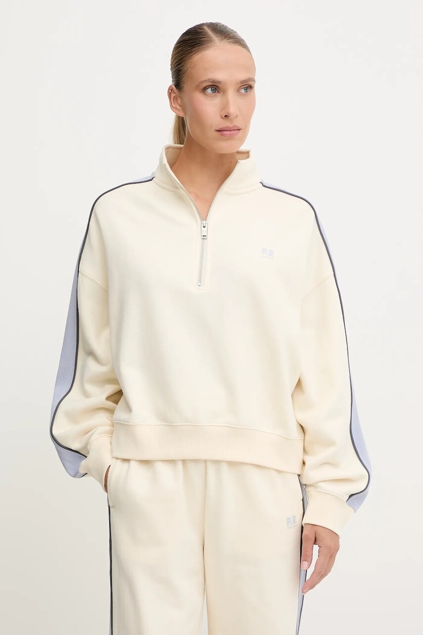 Bavlnená mikina P.E Nation Align béžová farba, s nášivkou, 253F171