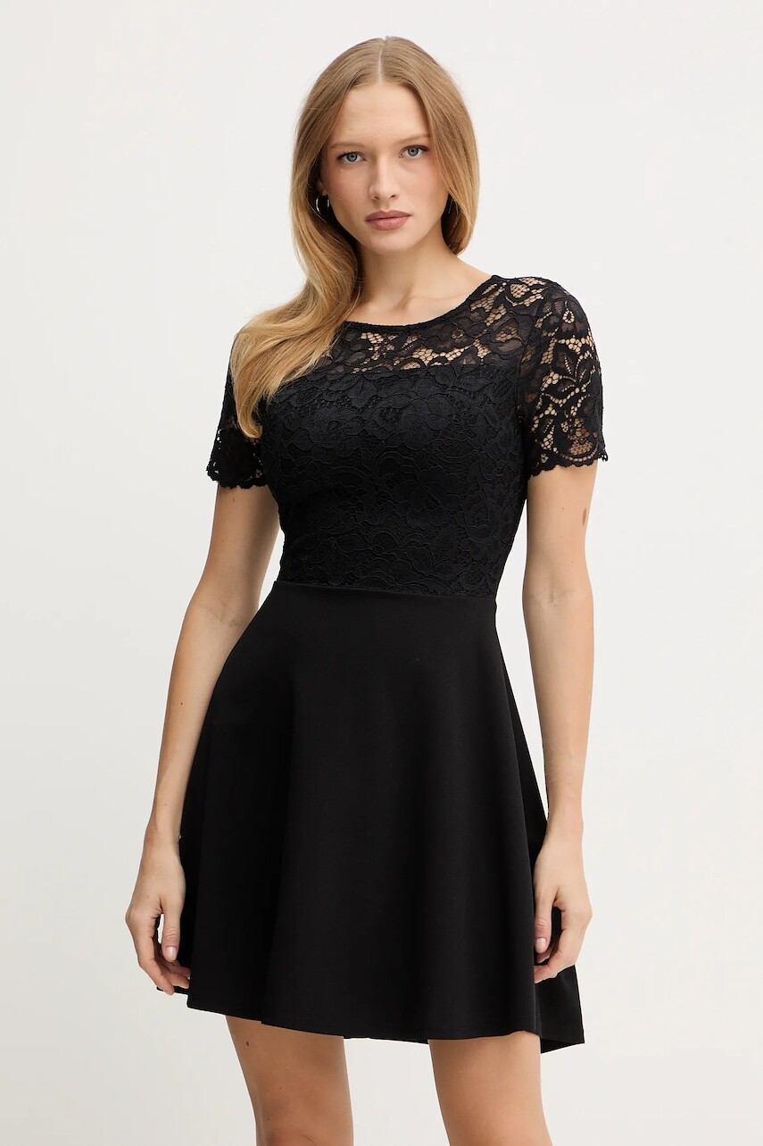 Šaty Morgan čierna farba, mini, áčkový strih, RUBENA