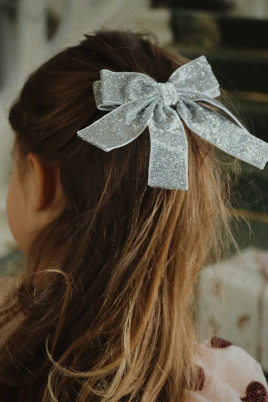Sponka Konges Sløjd GLITTER VELVET DOUBLE BOW HAIR BARRETTE KS104309