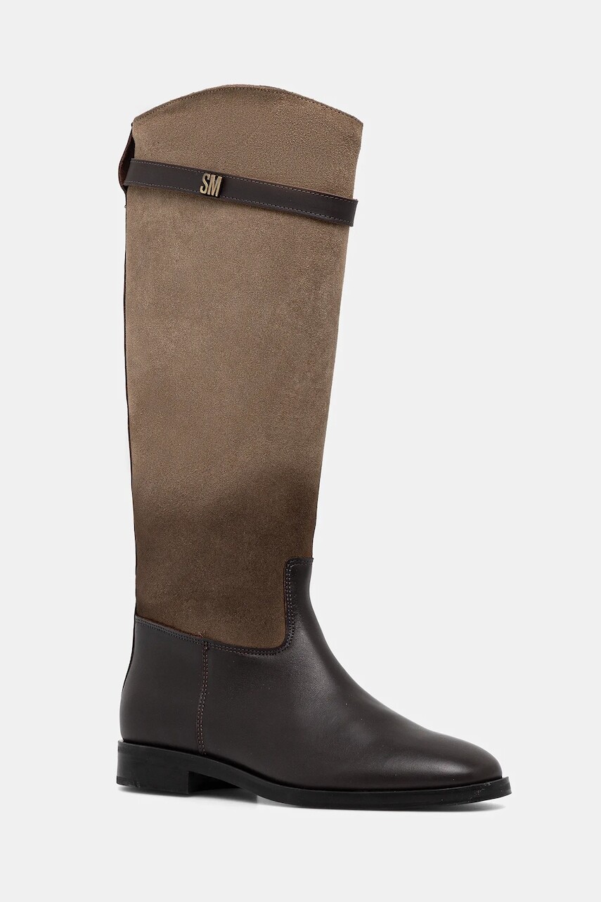 Kožené čižmy Steve Madden Novi hnedá farba, na plochom podpätku, 11004728