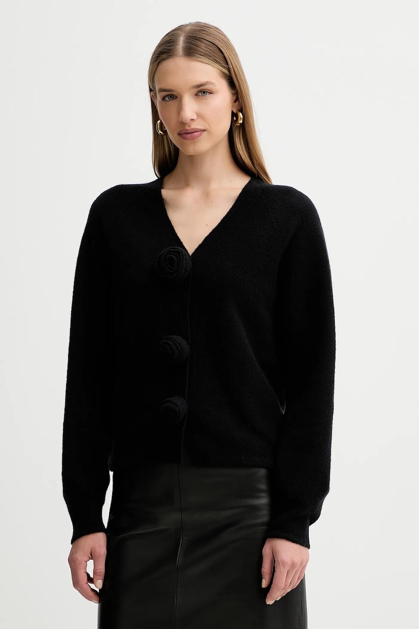 Kardigan s prímesou vlny Liviana Conti čierna farba, L5WG01