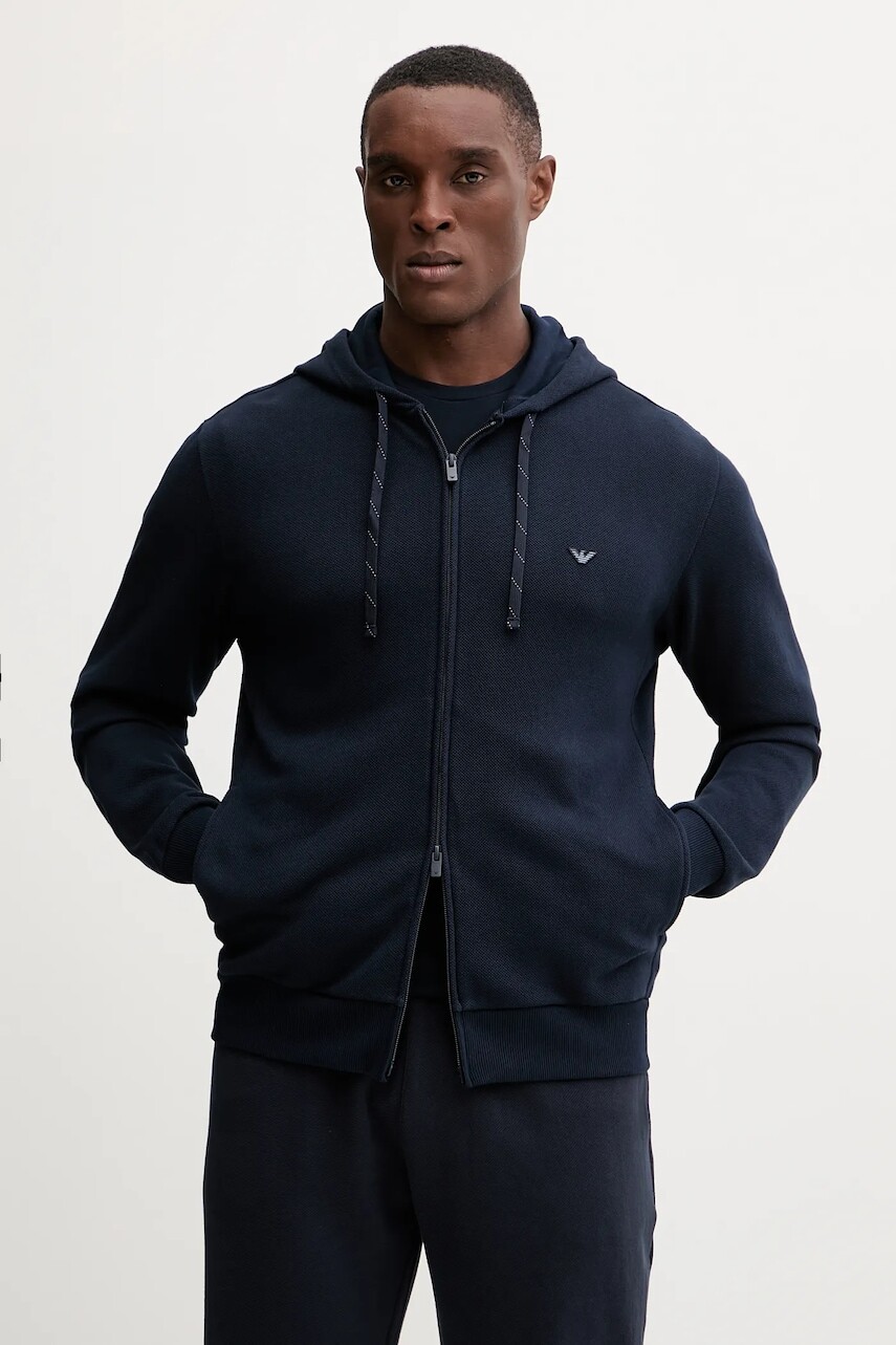 Mikina s kapucňou Emporio Armani Underwear tmavomodrá farba, s kapucňou, jednofarebná, EM000644 AF14982