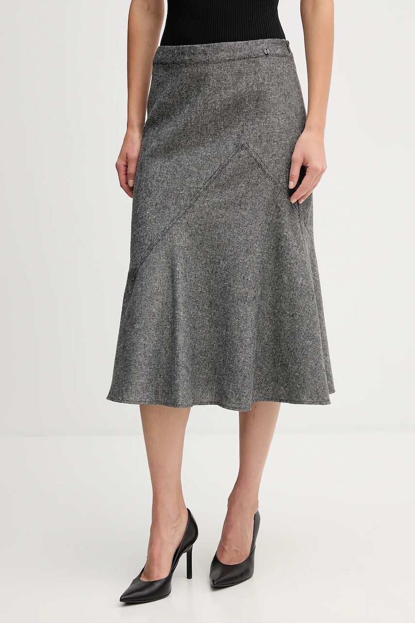 Sukňa Pedro del Hierro šedá farba, midi, áčkový strih, 7592145