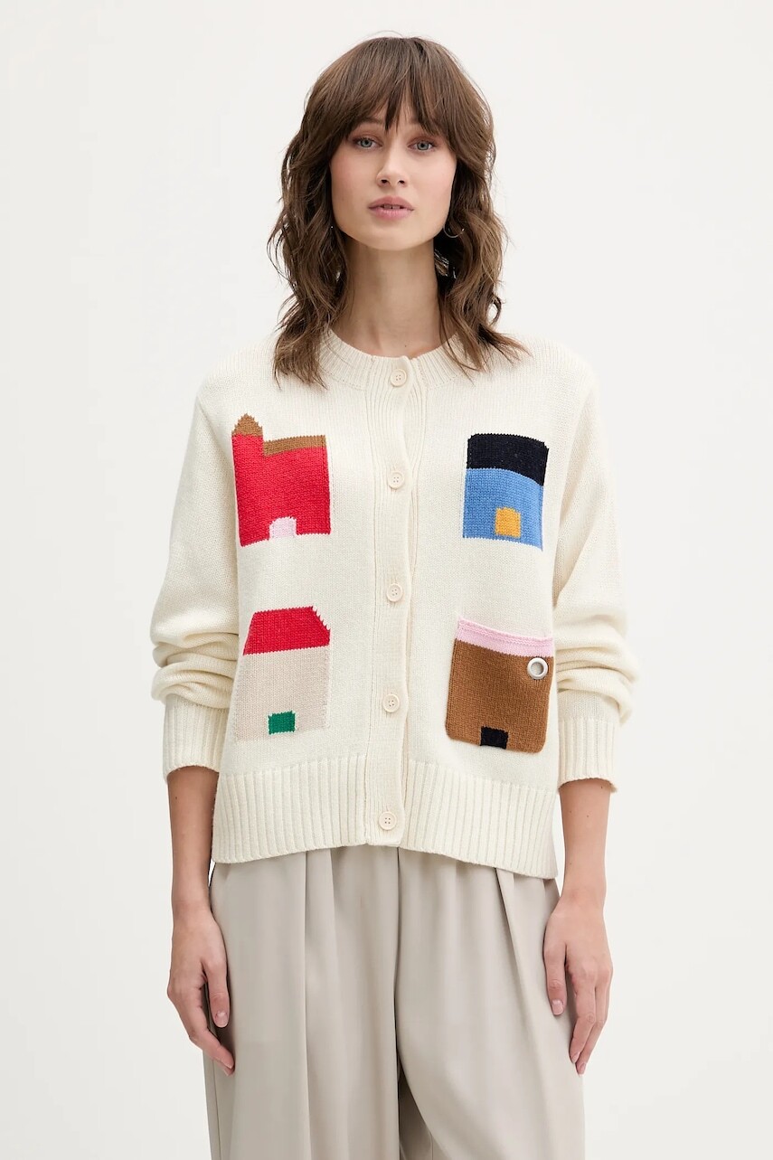 Kardigan s prímesou vlny Stine Goya 0 béžová farba, ľahký, SG-AW25-K045-2359