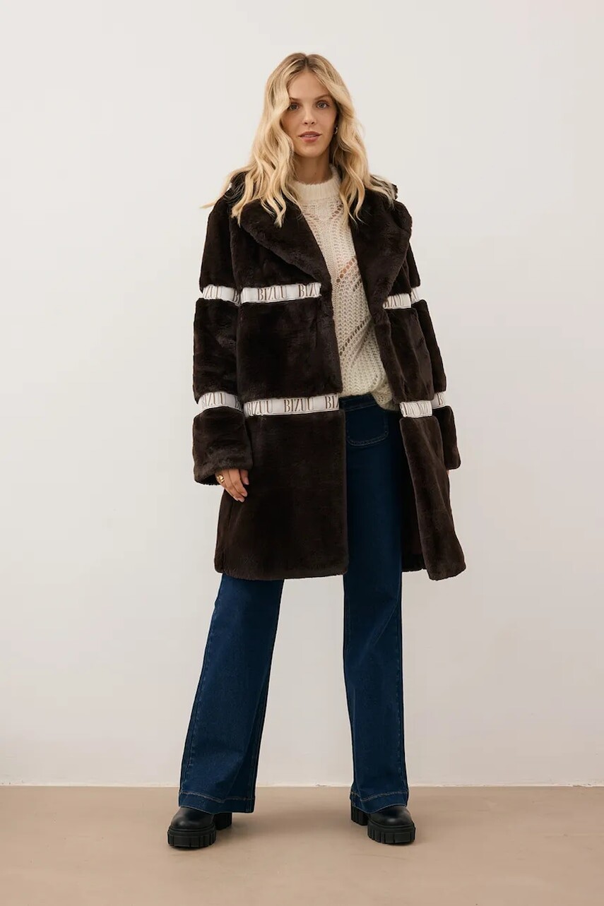 Kabát Bizuu FLORENCE hnedá farba, FLORENCE BRĄZOWY