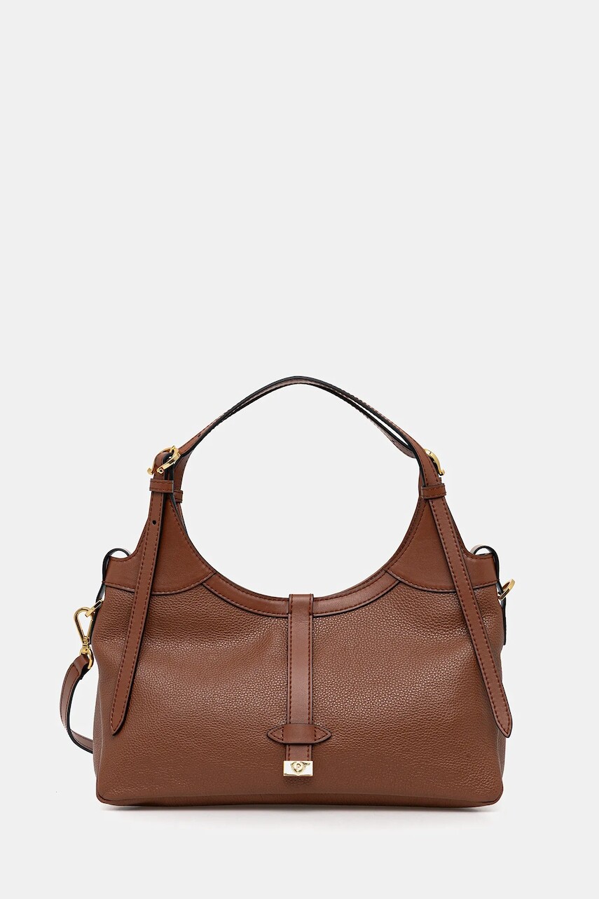 Kožená kabelka Pollini hnedá farba, PC4401PP0N QA1