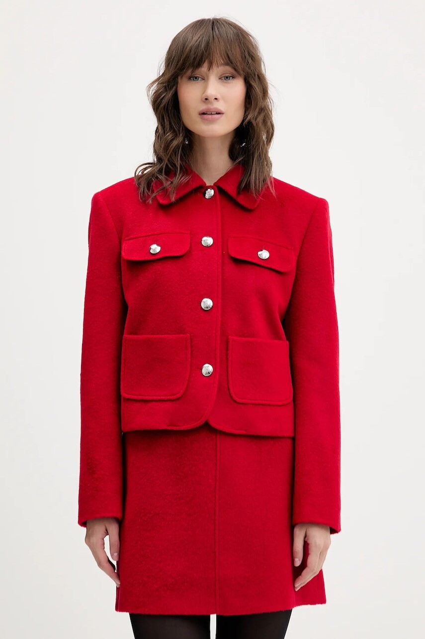 Sako s prímesou vlny HUGO červená farba, jednoradové, jednofarebné, 50547602