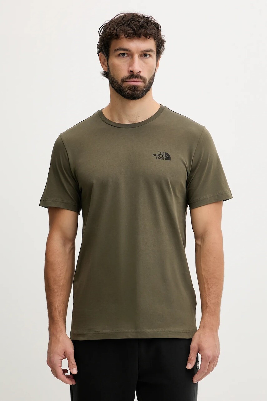 Bavlnené tričko The North Face pánske, zelená farba, s potlačou, NF0A8E3HFA41