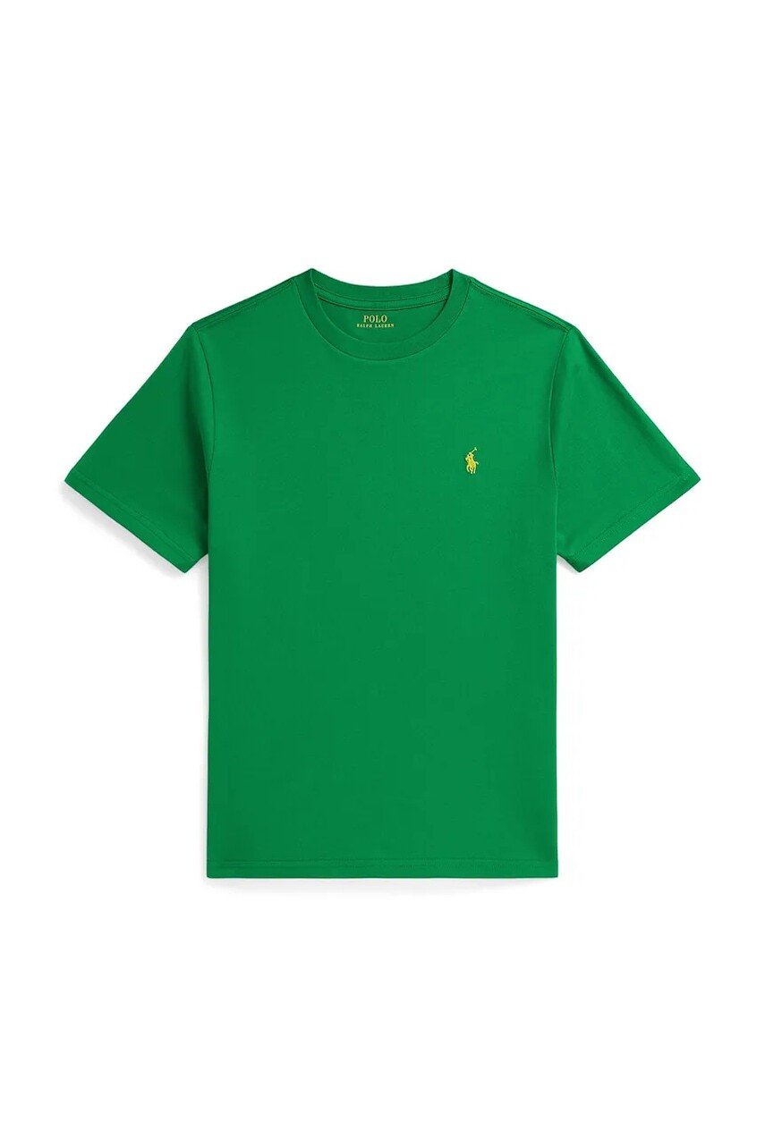 Detské bavlnené tričko Polo Ralph Lauren zelená farba, jednofarebné, 323832904502