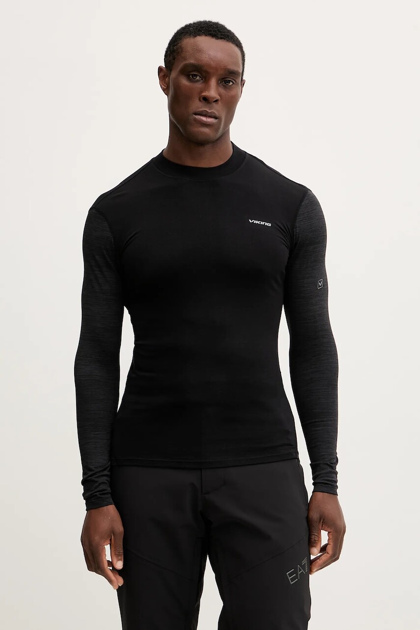 Funkčné tričko s dlhým rukávom s prímesou vlny Viking Novena čierna farba, 500/27/9480