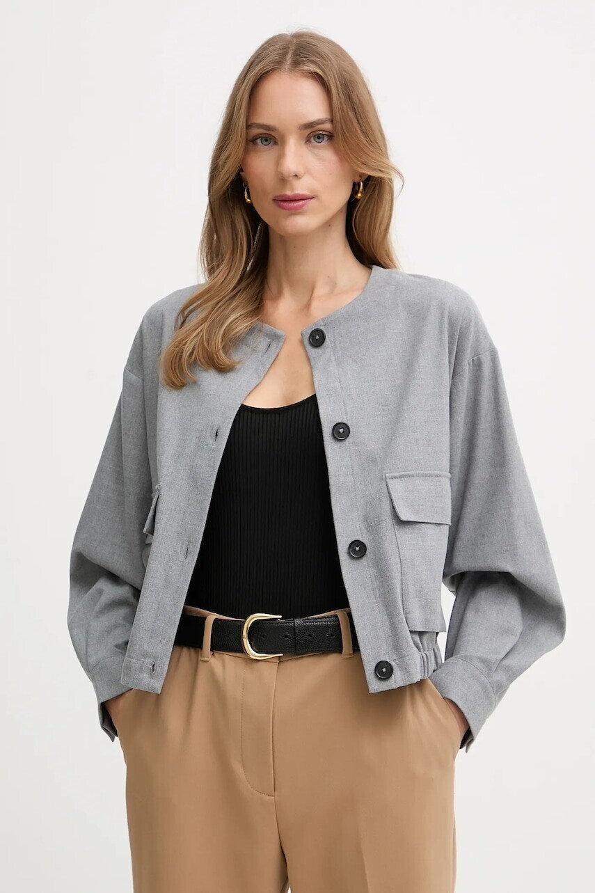 Bunda United Colors of Benetton šedá farba, prechodná, 2QIKDN08N