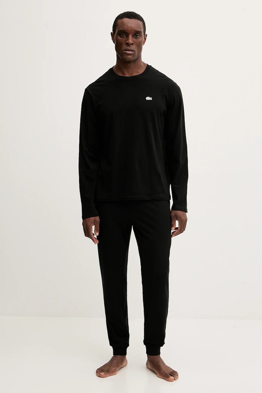 Pyžamo Lacoste pánske, čierna farba, jednofarebné, 4H6426
