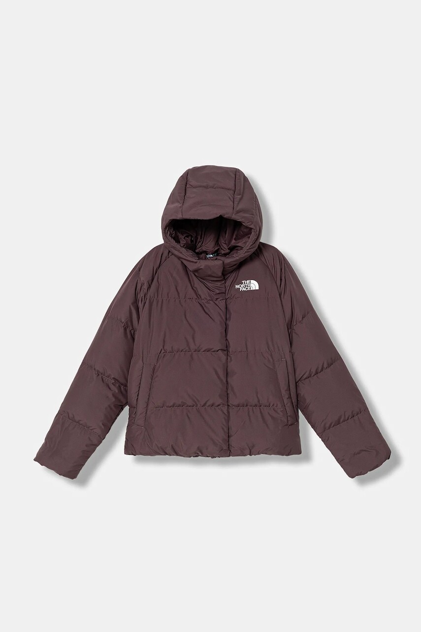 Detská páperová bunda The North Face G NORTH DOWN HOODED JACKET fialová farba, NF0A88UDBQ71