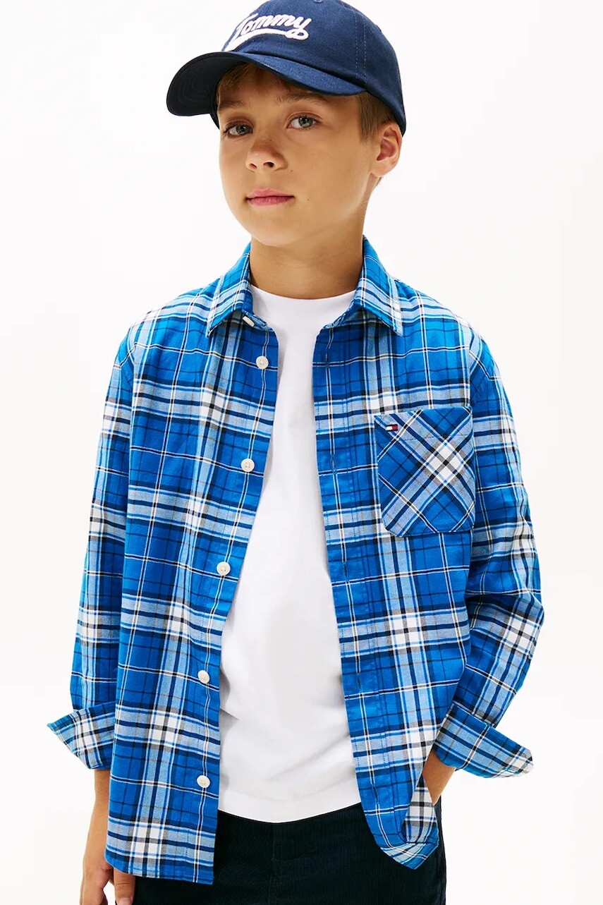 Detská košeľa Tommy Hilfiger modrá farba, KB0KB09926