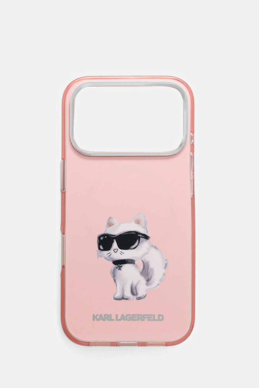 Puzdro na mobil Karl Lagerfeld iPhone 17 Pro ružová farba, KLHMP17LHMCHAQOP