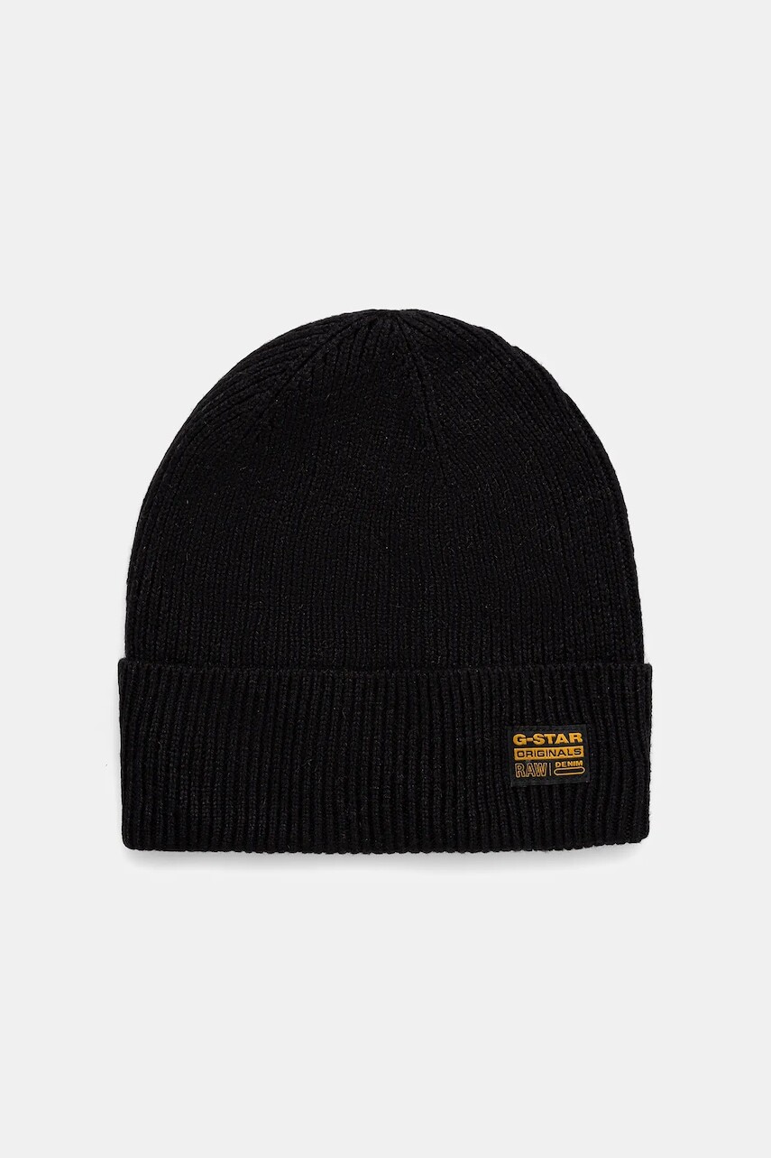 Čiapka s prímesou vlny G-Star čierna farba, D25511.D784