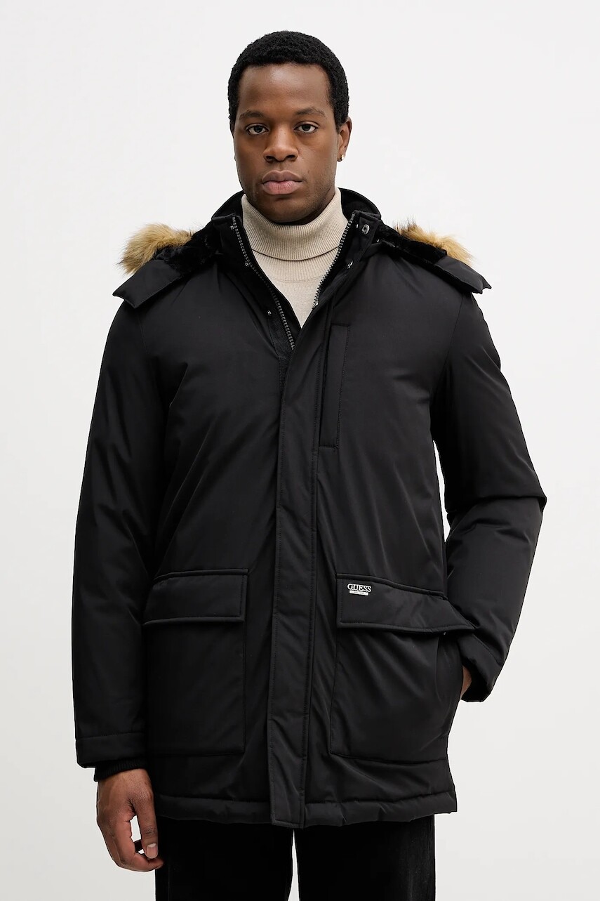 Páperová bunda Guess čierna farba, zimná, M5BL2G W2712