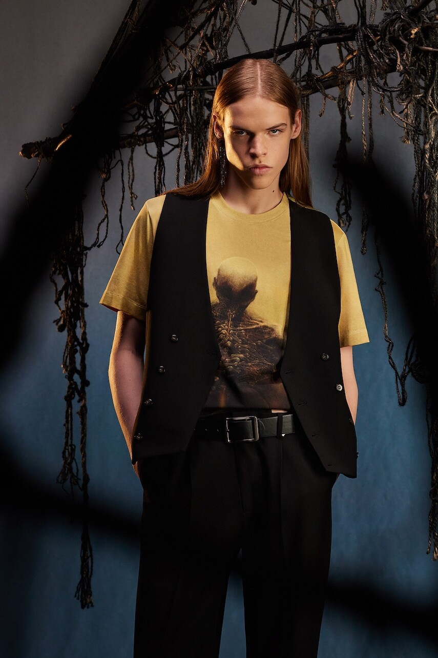 Tričko Medicine pánske, žltá farba, vzorovaná